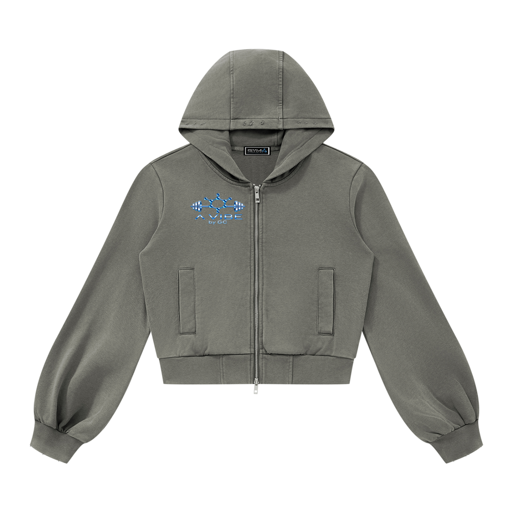 Women’s Vintage Wash Full Zip Hoodie , Dark Gray – Gym Chemistry apparel product photo