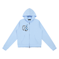 Women’s Raw Edge Full Zip Hoodie , Sky Blue – Gym Chemistry apparel product photo