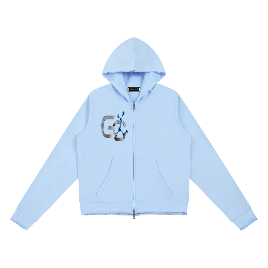 In The Trenches™ Raw Edge Full Zip Hoodie — Sky Blue