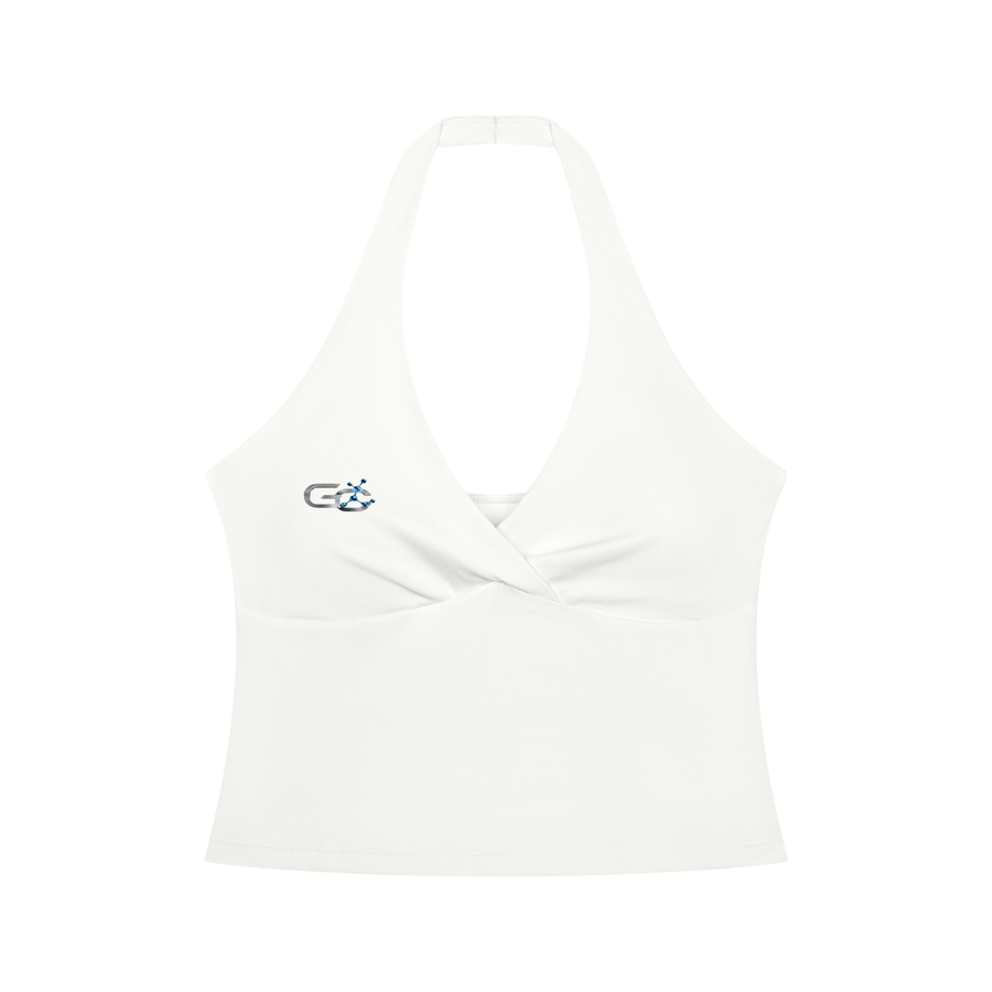 A Vibe™ Ruched Halter Yoga Tank Top — White