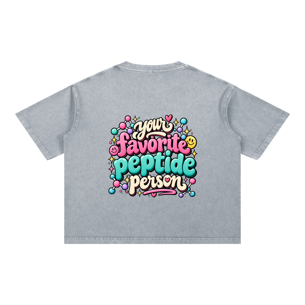 Gym Chemistry™ Your Favorite Peptide Person Mineral-Wash Boxy Tee — Light Gray