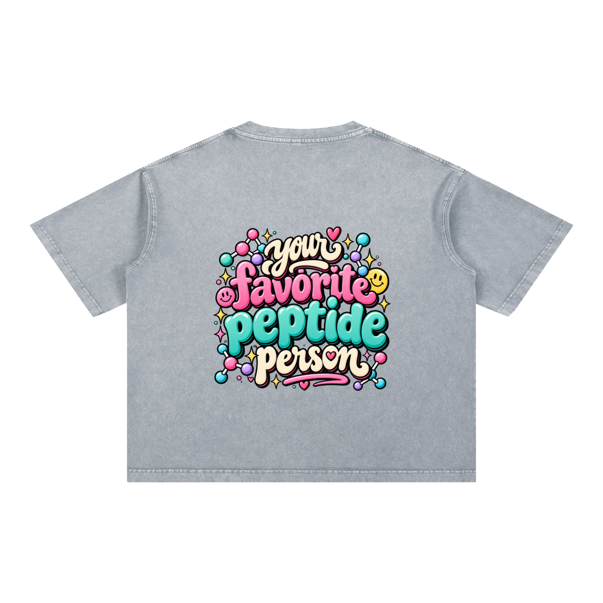 Gym Chemistry™ Your Favorite Peptide Person Mineral-Wash Boxy Tee — Light Gray