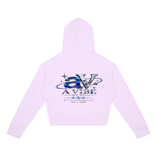 A Vibe™ Cropped Zip Hoodie — Light Purple