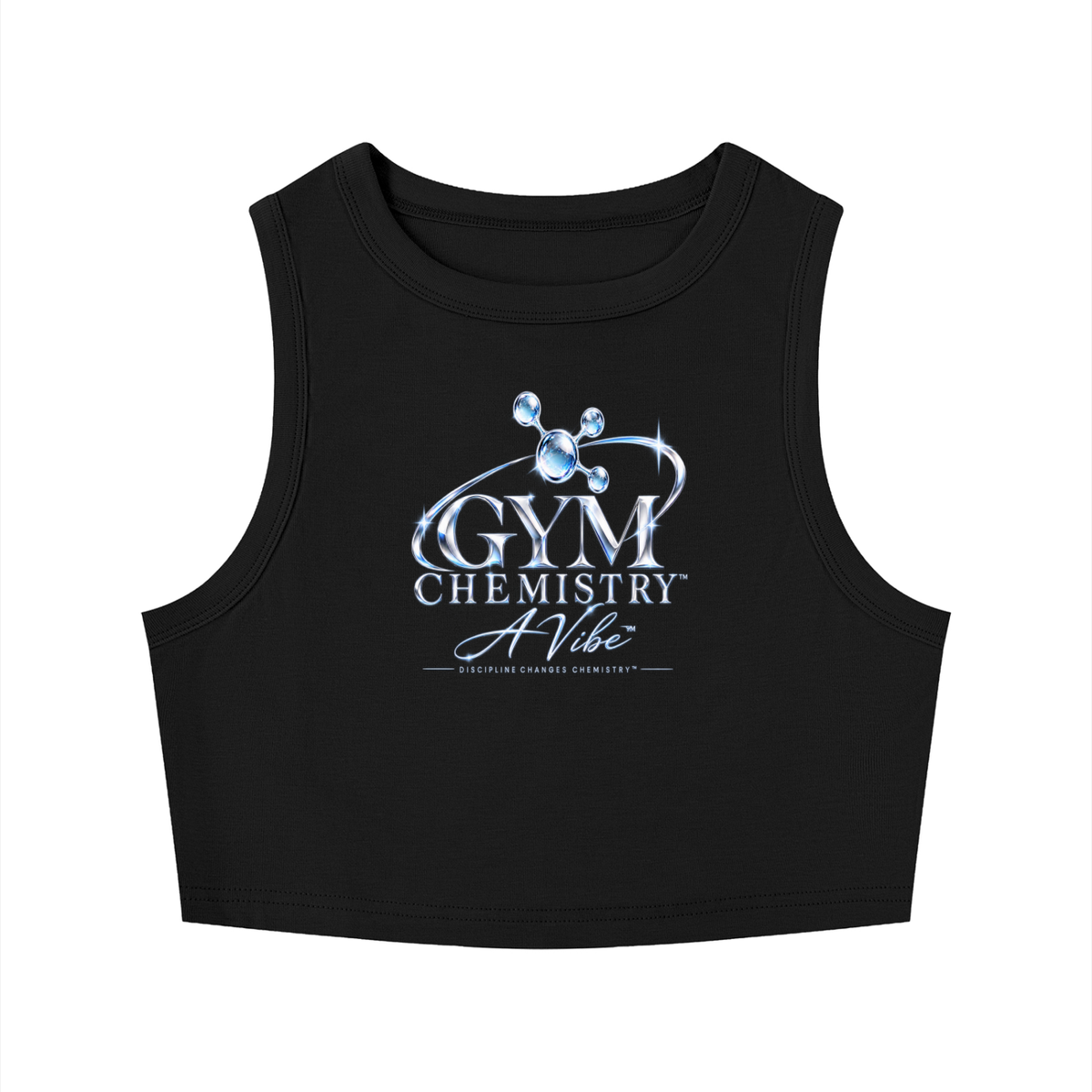 Gym Chemistry™ Core Reaction Crop Tank — Black — primary product view