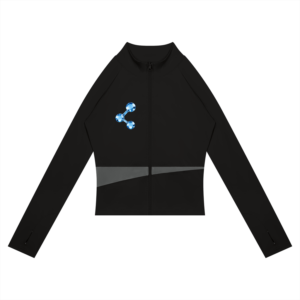 Women’s Paneled Yoga Jacket , Black with Dark Gray – Gym Chemistry apparel product photo