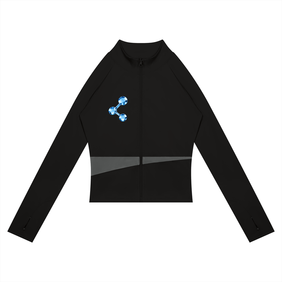 A Vibe™ Paneled Yoga Jacket — Black with Dark Gray