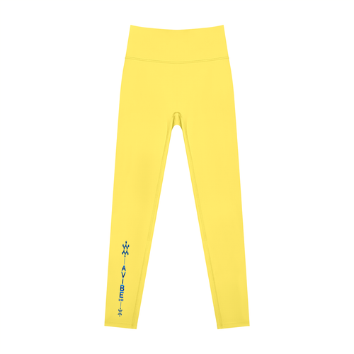 Women’s Lycra High Waisted Yoga Leggings , Lemon Yellow – Gym Chemistry apparel product photo