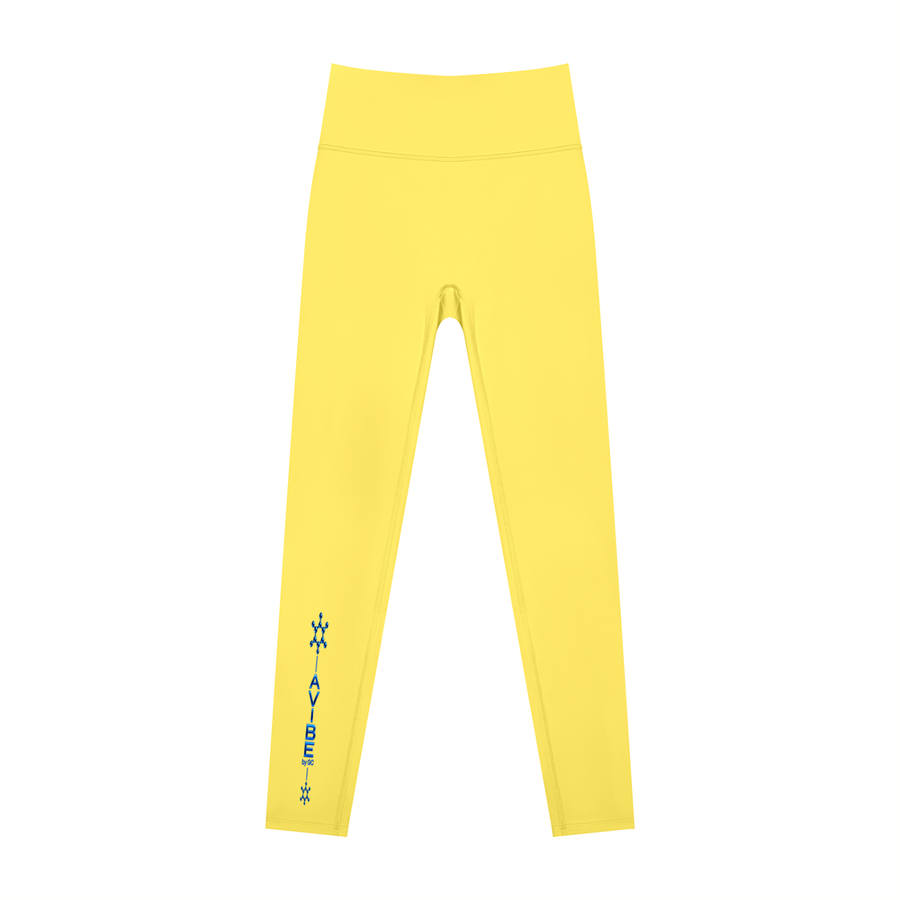 A Vibe™ Lycra High Waisted Yoga Leggings — Lemon Yellow