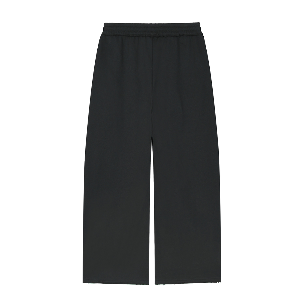 In The Trenches™ Raw-Edge Wide-Leg Sweats — Black