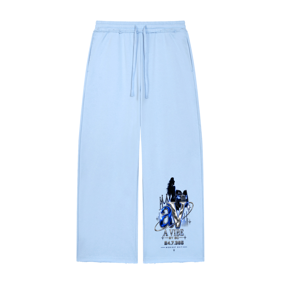 In The Trenches™ Raw-Edge Wide-Leg Sweats — Sky Blue