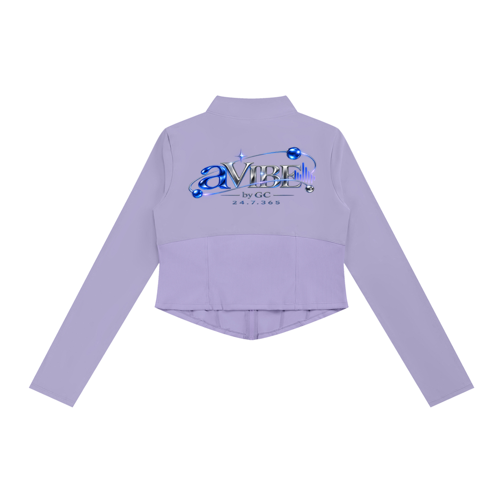 A Vibe™ Slim Fit Full-Zip Yoga Jacket — Purple
