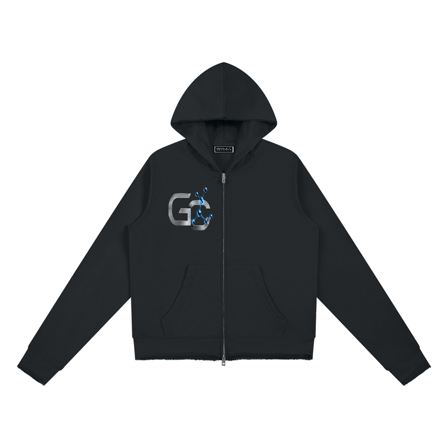 In The Trenches™ Raw Edge Full Zip Hoodie — Black
