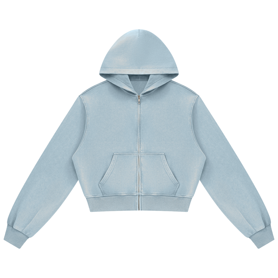 A VIBE™ | Mineral-Wash Zip Hoodie — Haze Blue