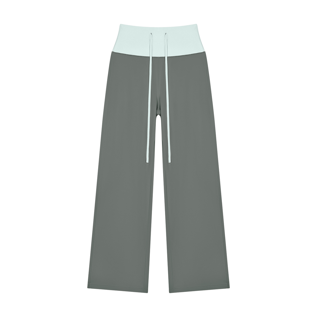Women’s Color Block Yoga Flare Leggings , Dark Gray with Light Blue – Gym Chemistry apparel product photo