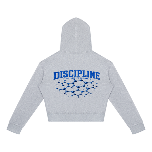 A Vibe™ Cropped Zip Hoodie — Flower Gray