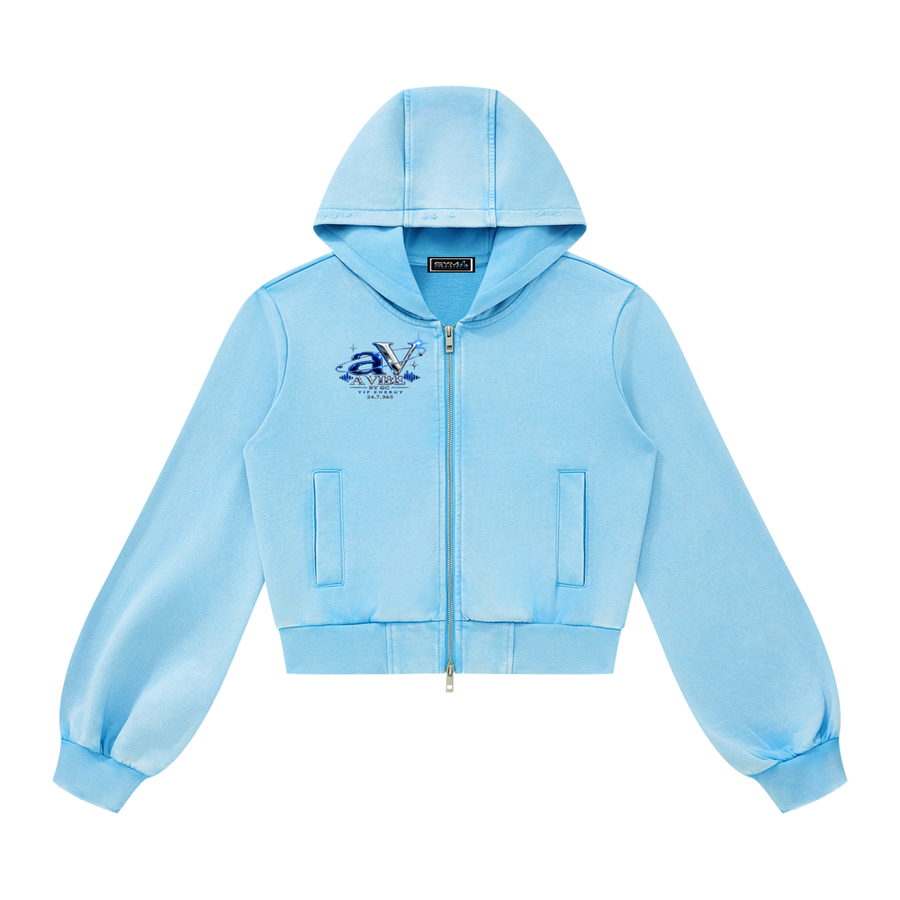 A Vibe™ Vintage Wash Full Zip Hoodie — Sky Blue