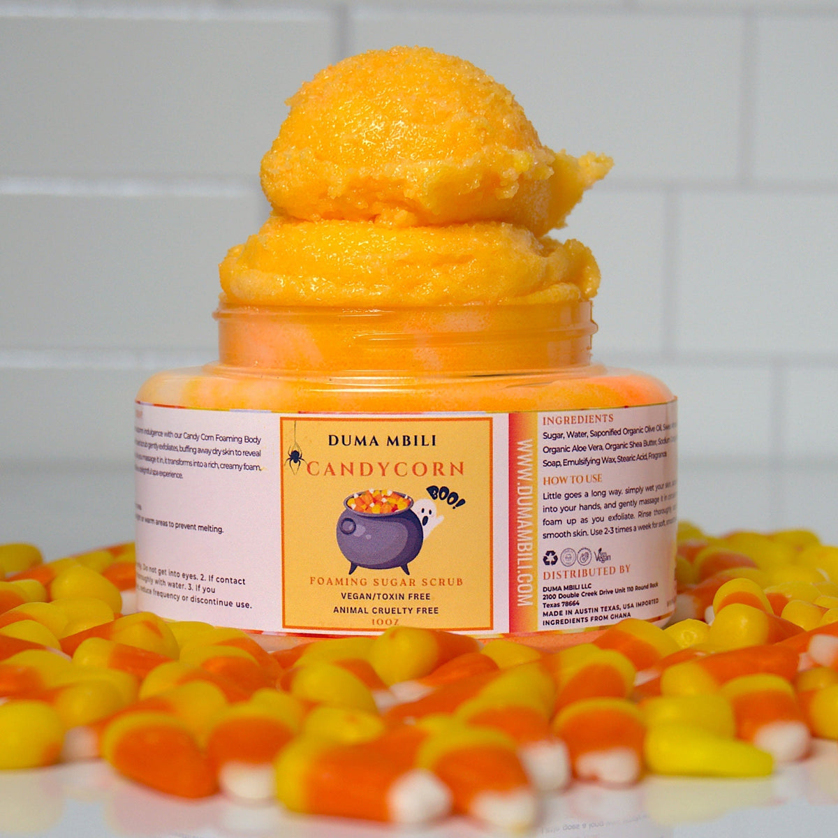 Included candy corn sugar scrub