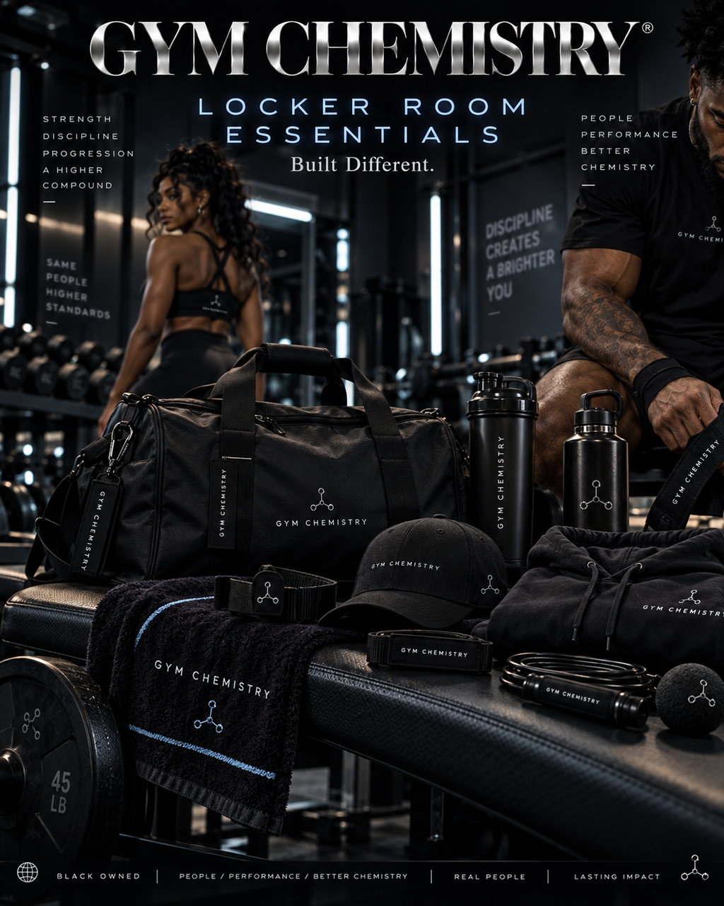 Gym Chemistry Locker Room Essentials Black-owned fitness gear campaign